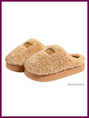 Fuzzy Memory Foam Closed Toe Slip-On Slippers Indoor House Shoes